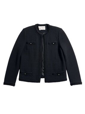 Castleberry Black Wool Knit Blazer Jacket Vintage Size 14 EUC